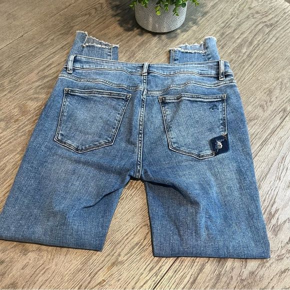DL1961 Emma Low Rise Instasculpt Claiborne Blue Raw Hem Skinny Jeans Size 29 - Picture 3 of 8